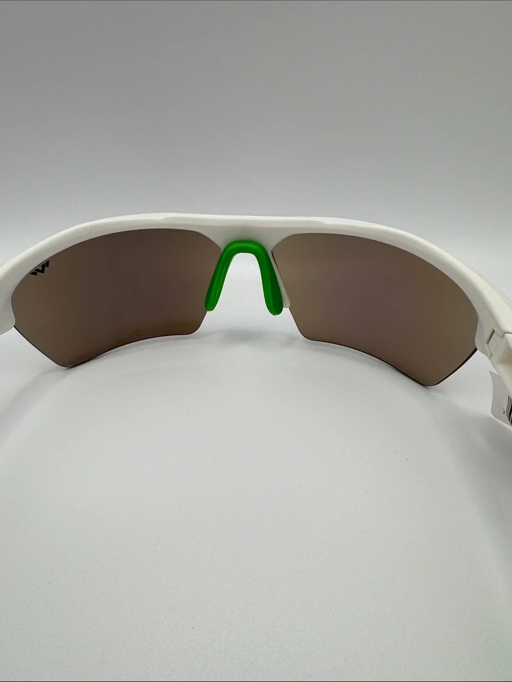 White and Green Men's Sport Sunglasses with Purple Mirrored Lenses